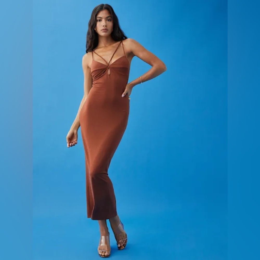 Reformation Strapless Brown Maxi Dress